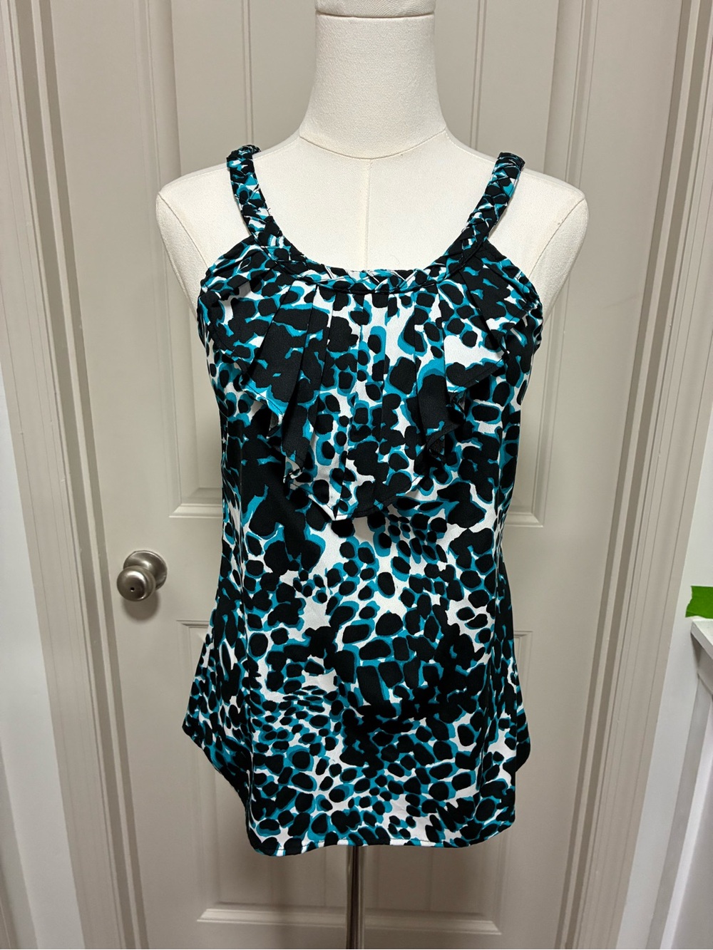 Banana Republic Y2K Teal, Black & White Printed Camisole